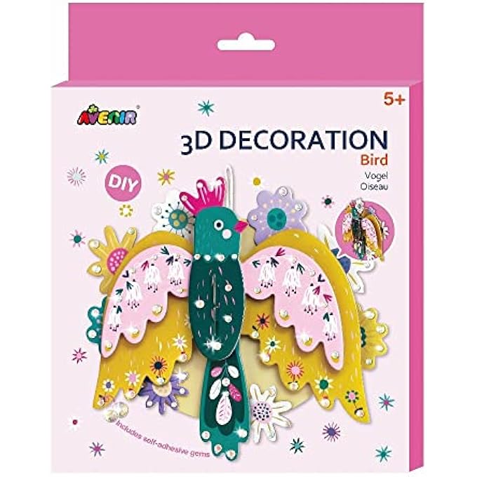 3D DECORATION - BIRD KIT | TURN YOUR WALL INTO A ZOO! CREATE 3D DECORATIONS WITH PRE-CUT CARDBOARD PUZZLE PIECES | THOUGHTFUL AND CREATIVE GIFT OPTION FOR KIDS 3+ - Image 1